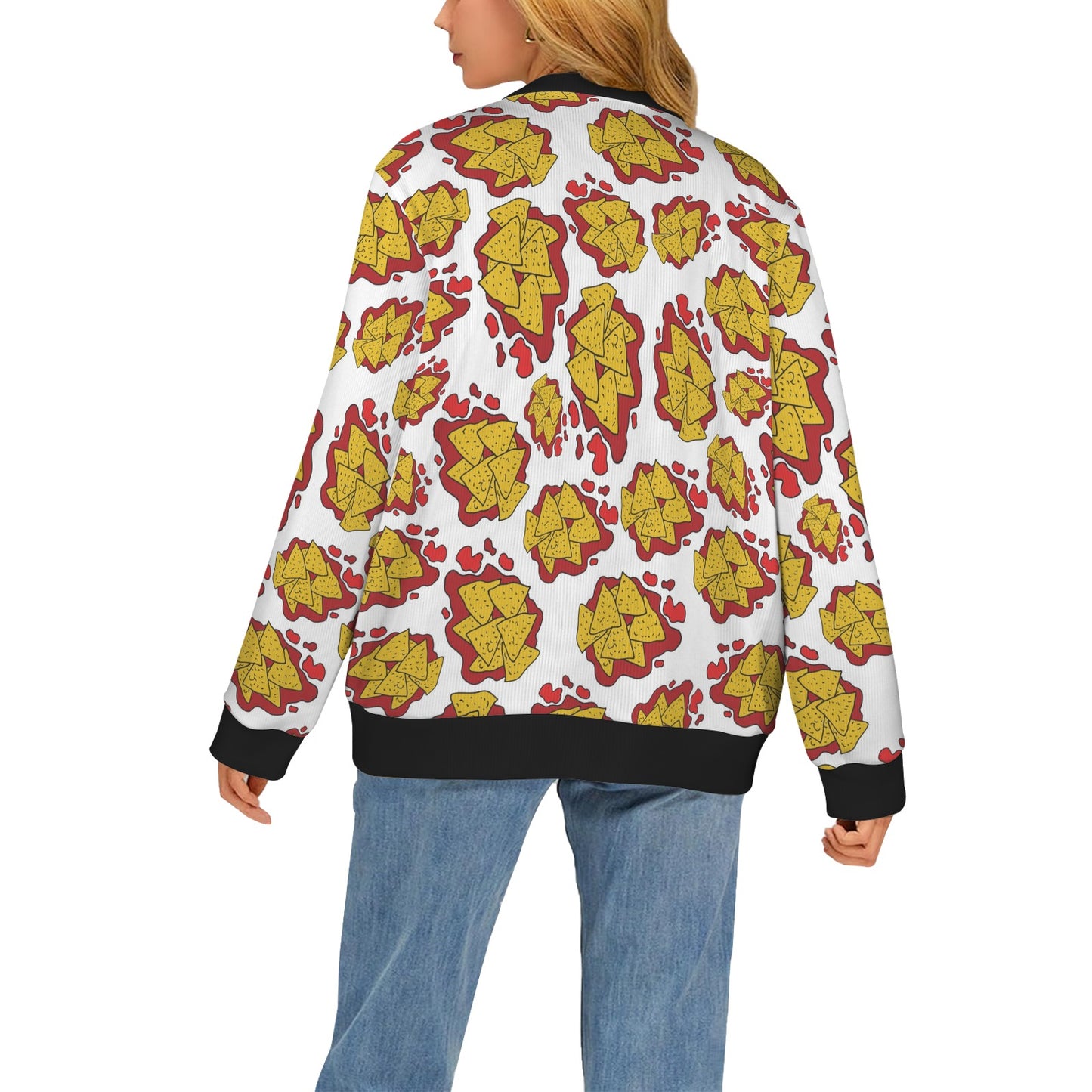 Nachos Pattern Print Design A03 Women's Cardigan