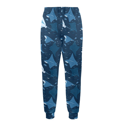 Manta Ray Pattern Print Design 02 Men's Casual Track Pants