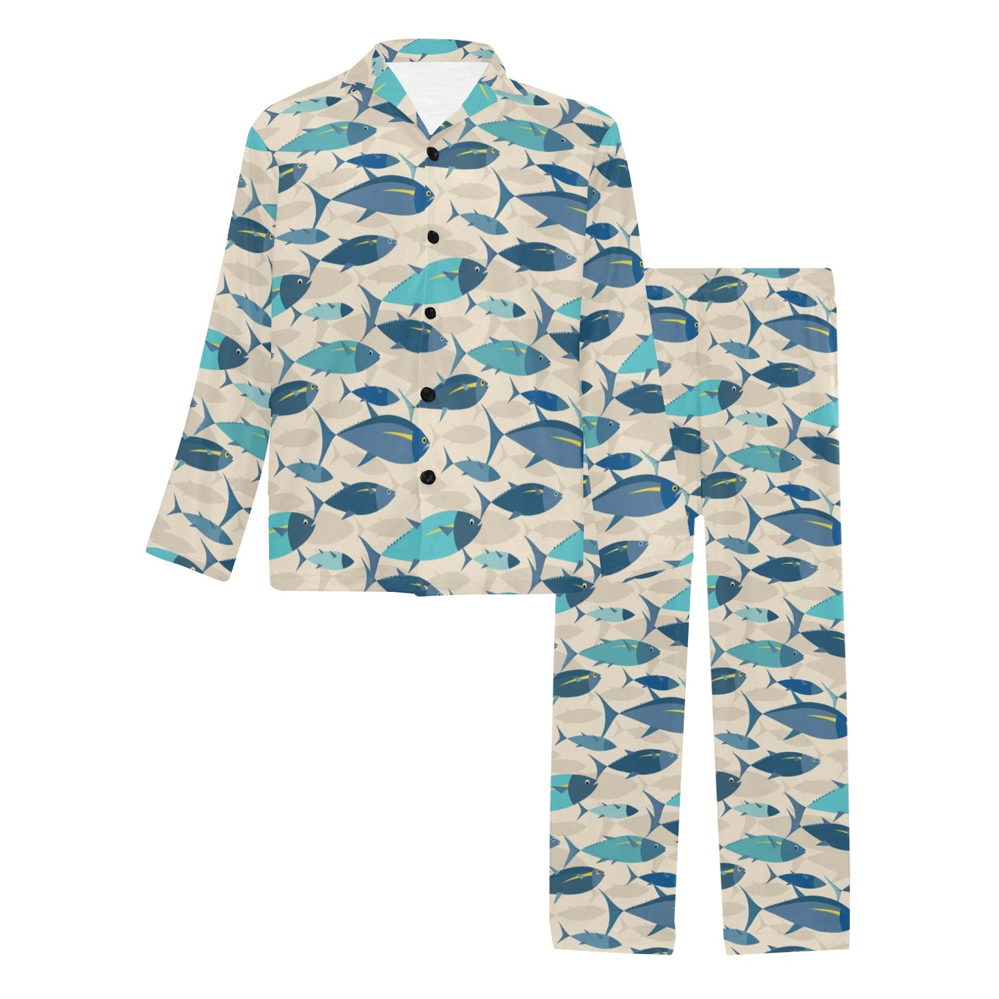 Tuna Fish Print Design LKS302 Men's Long Pajama Set