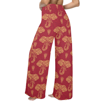 elephant boho style Design Print Pattern JJ0190 Women's Wide Leg Lounge Pants