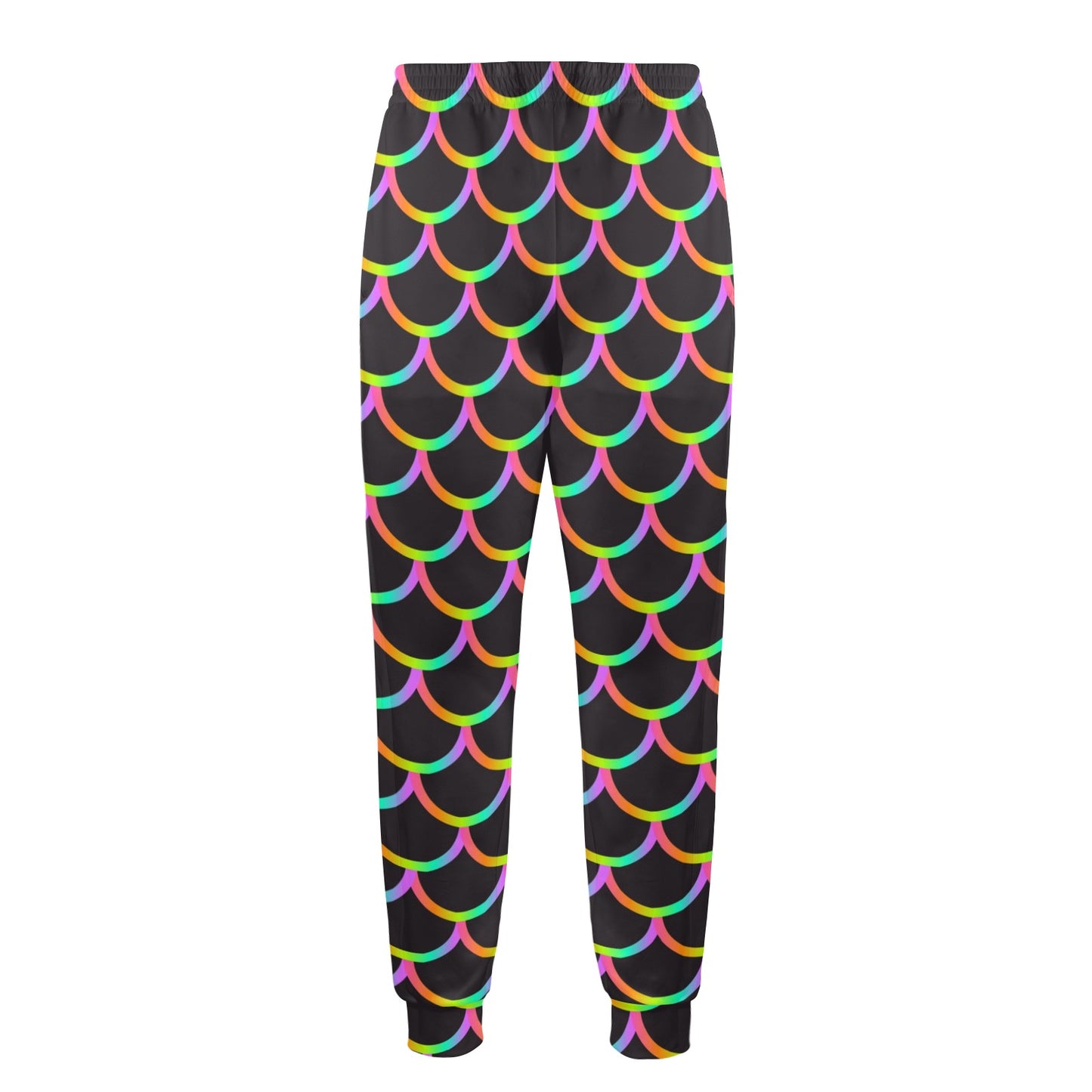 Mermaid Tail Rainbow Design Print Men's Casual Track Pants