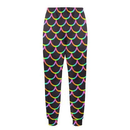 Mermaid Tail Rainbow Design Print Men's Casual Track Pants