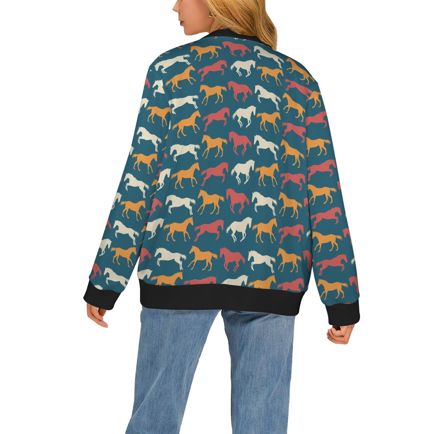 equestrian horse Design Print Pattern JJ0131 Women's Cardigan