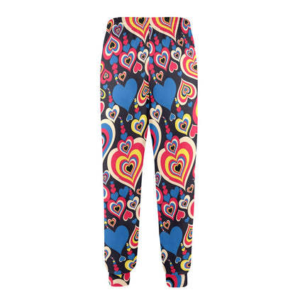 Heart Pattern Print Design HE08 Men's Casual Track Pants
