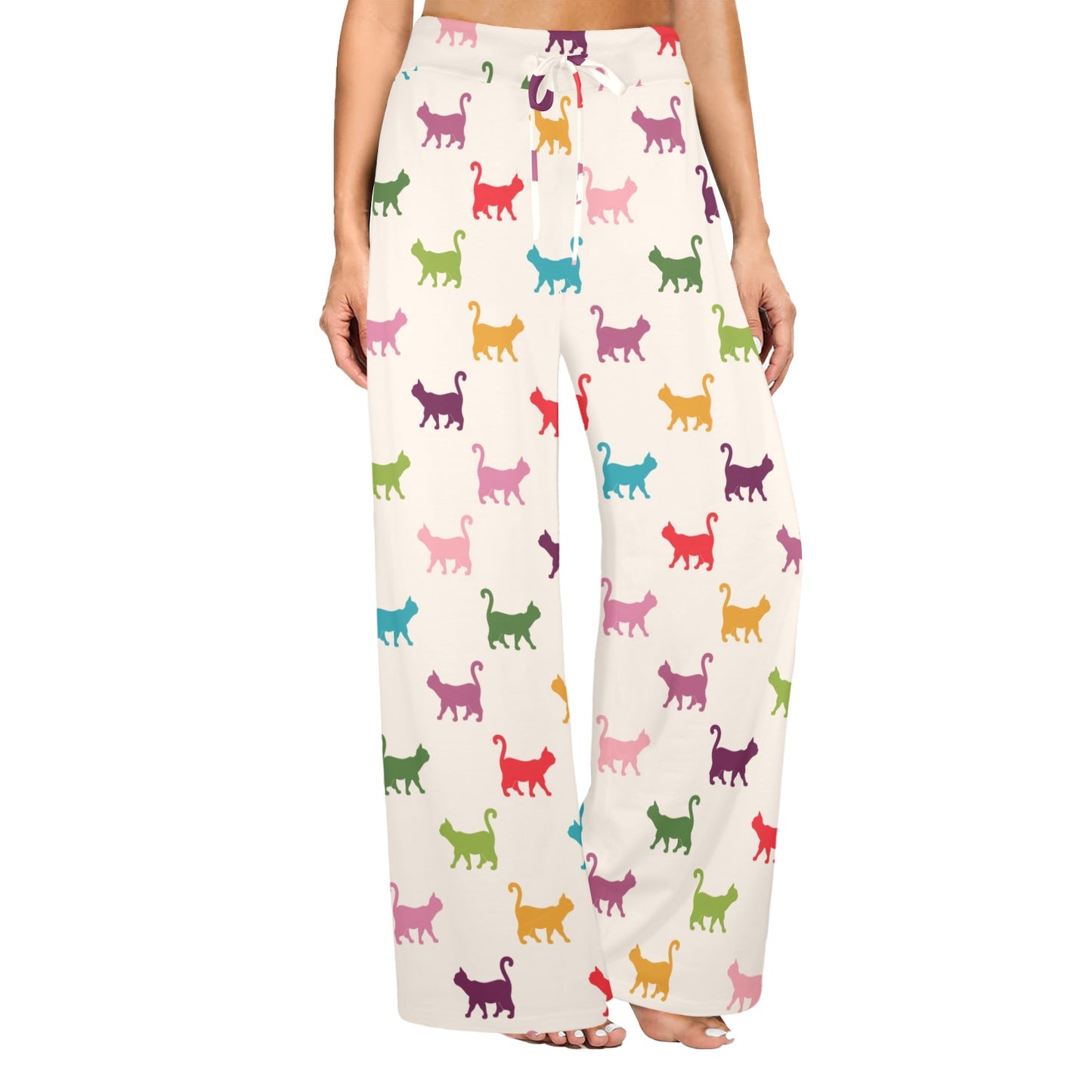 Kitten Design Print Pattern JJ0357 Women's Wide Leg Lounge Pants