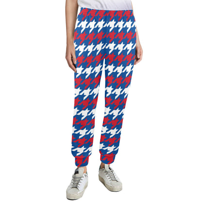 Patriotic Houndstooth Pattern Print Design A02 Women's Casual Track Pants