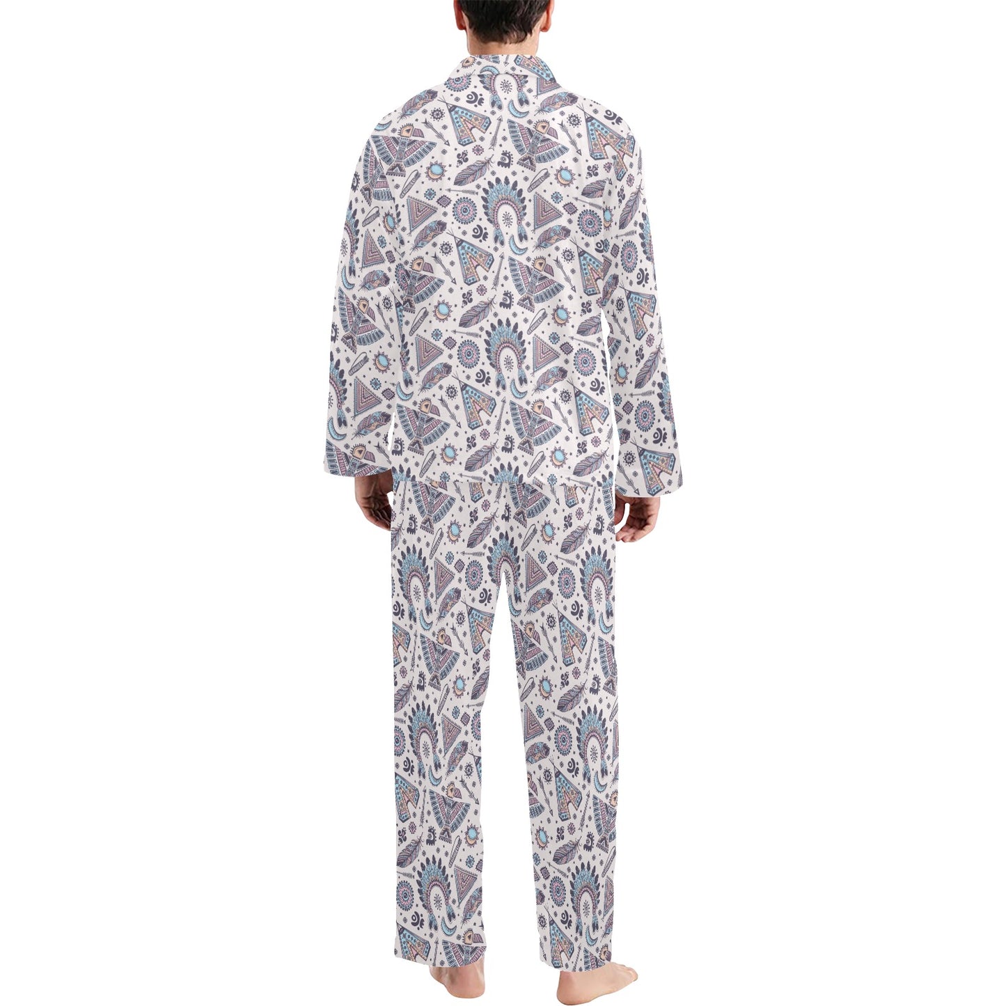 Eagles Native American Indian Symbol Men's Long Pajama Set