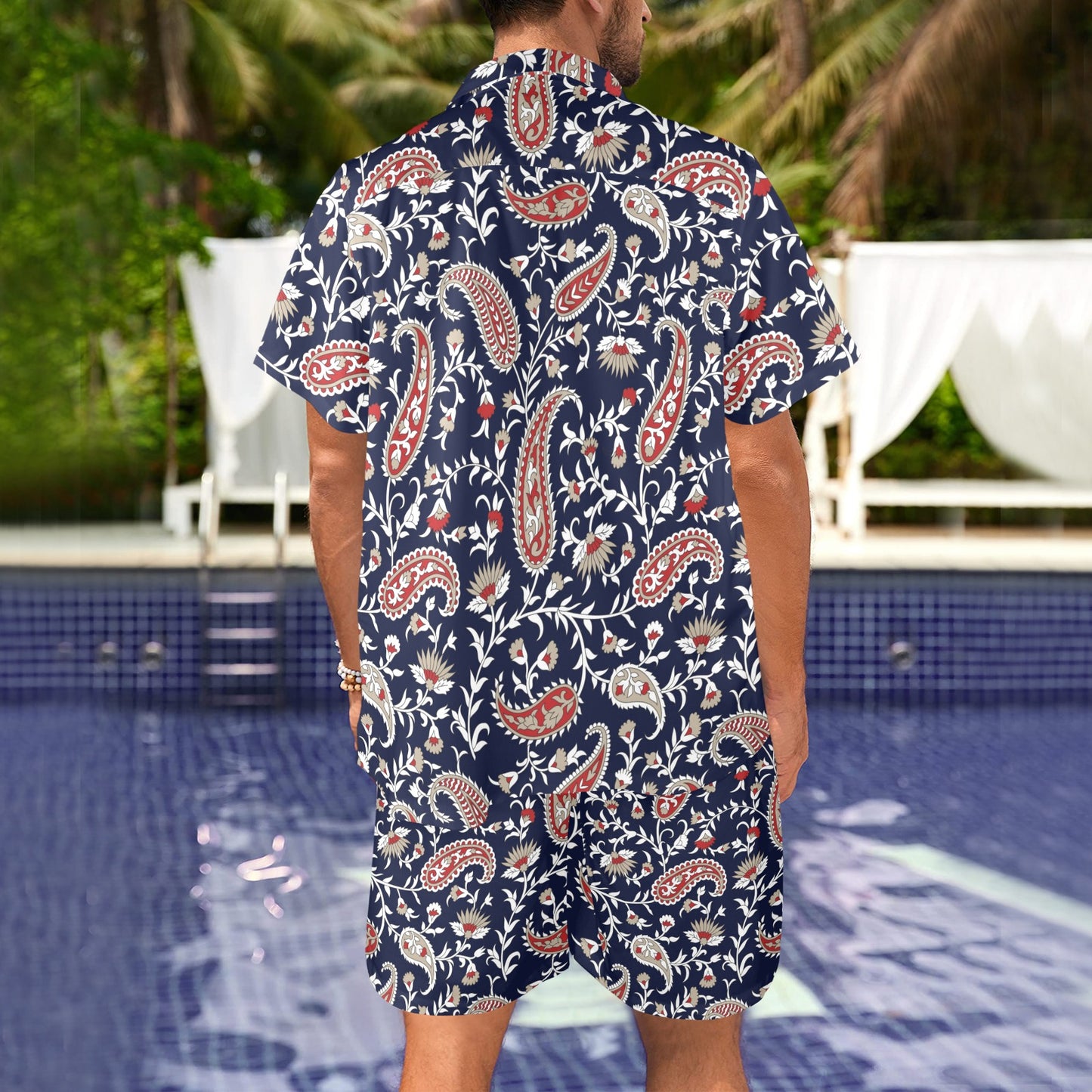 Paisley Pattern Print Design A05 Men's Beach Shirt and Shorts Set