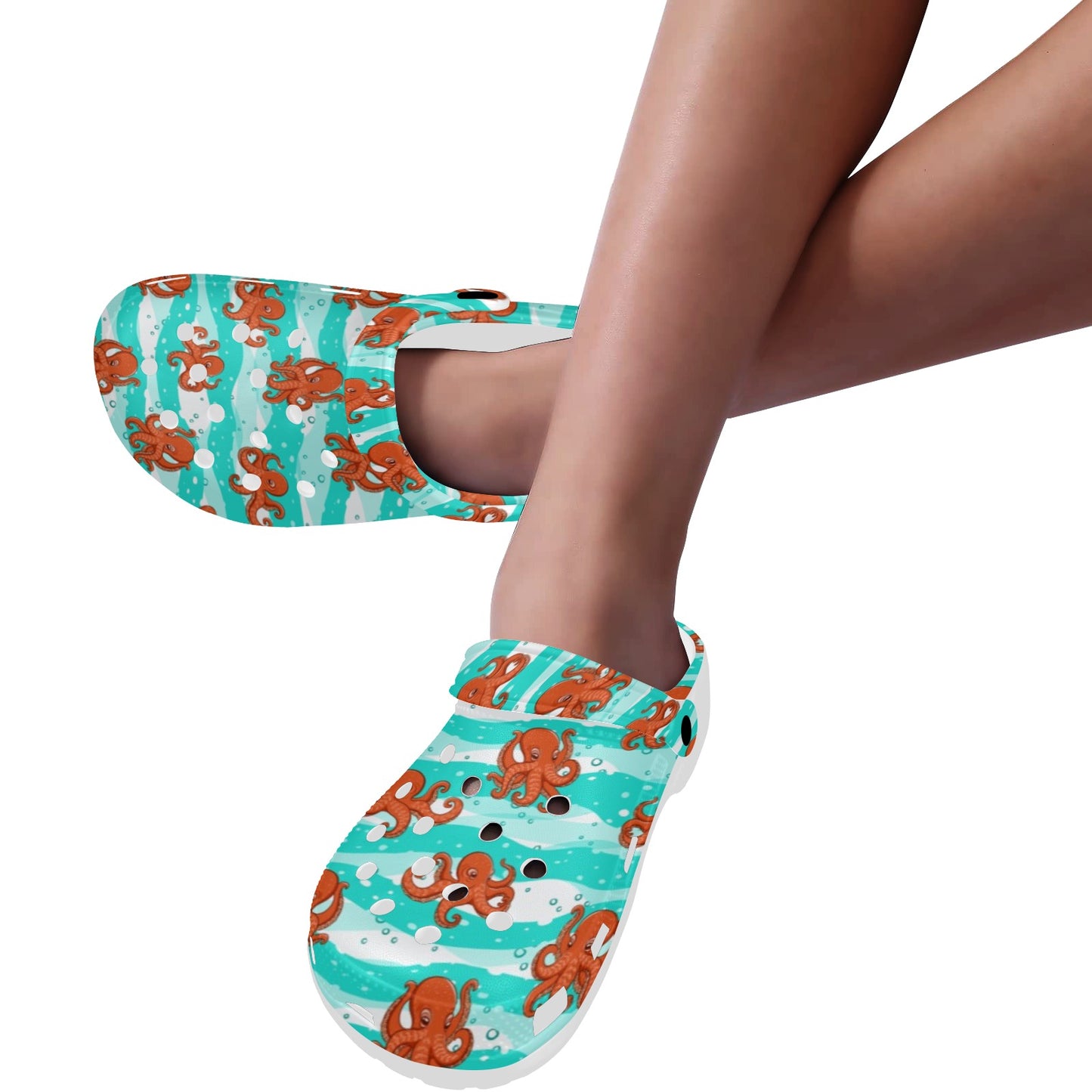 Octopus Cute Design Print Themed Unisex Clogs Shoes
