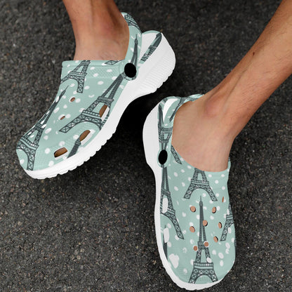 Eiffel Tower Polka Dot Print Unisex Clogs Shoes