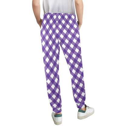 Gingham Purple Pattern Print Design 03 Women's Casual Track Pants