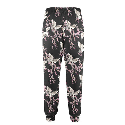 Crane Pattern Print Design 01 Men's Casual Track Pants