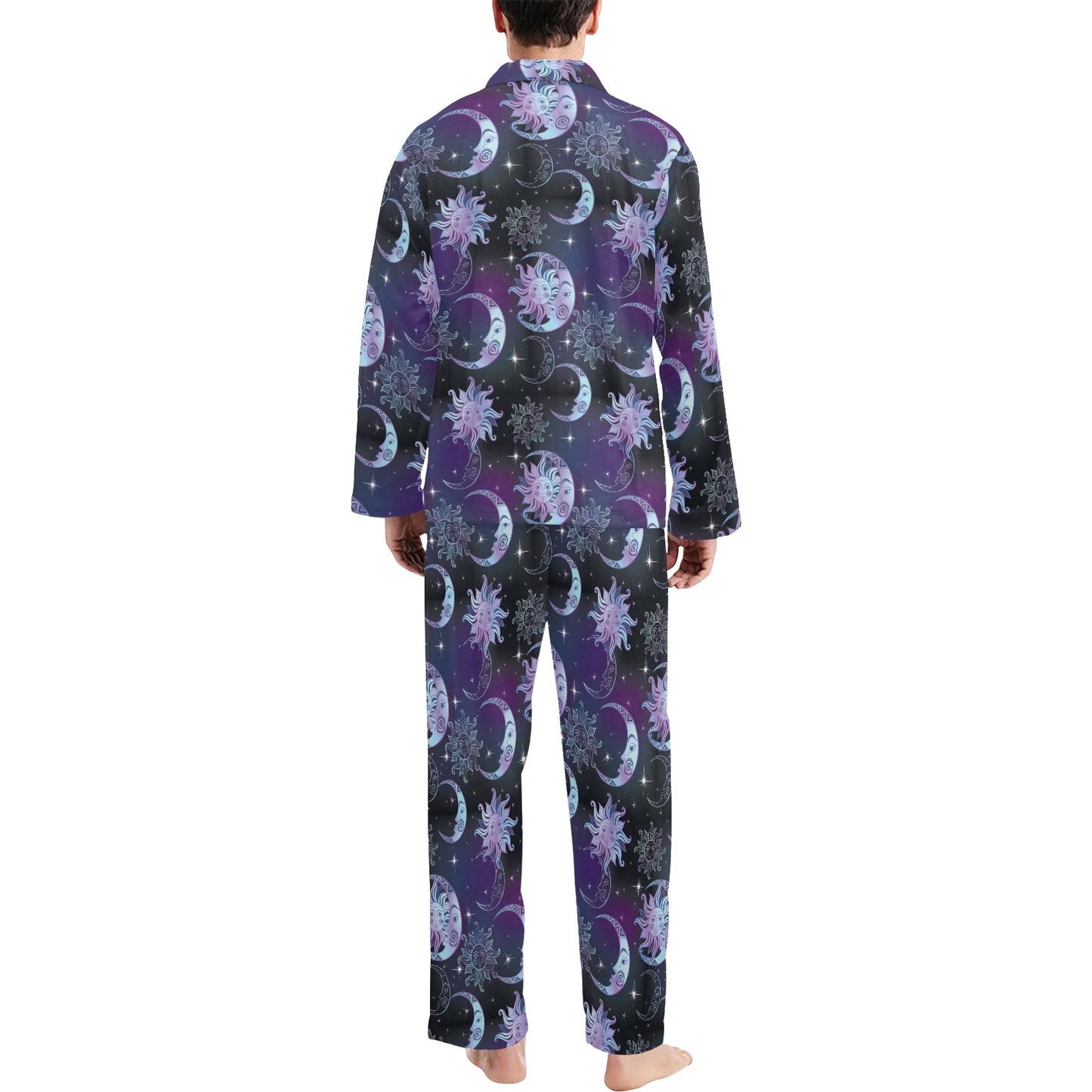 Sun Moon Print Design LKS303 Men's Long Pajama Set