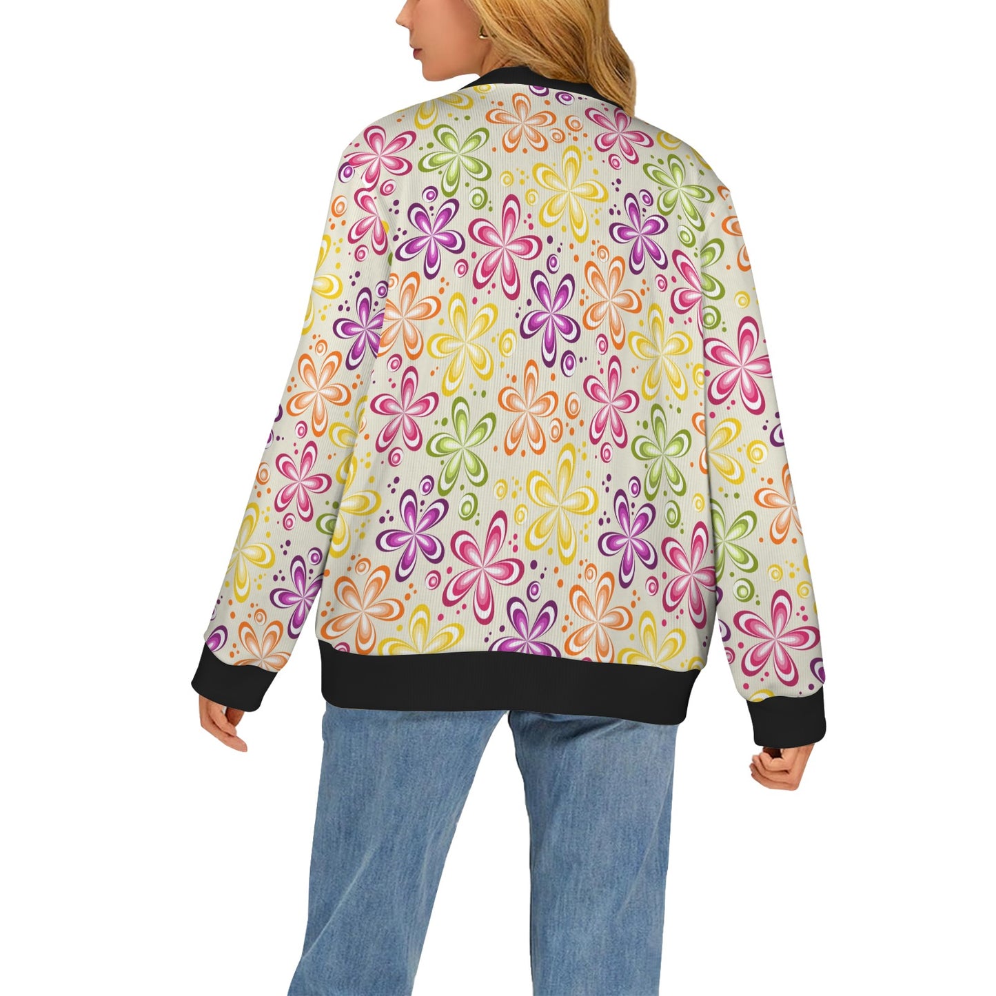Flower Power Colorful Design Print Women's Cardigan