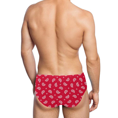 Bandana Red Paisley Print Design LKS305 Men's Swimming Briefs