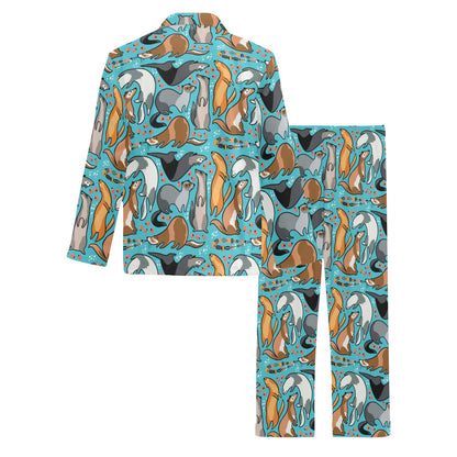 Ferret Pattern Print Design 03 Men's Long Pajama Set