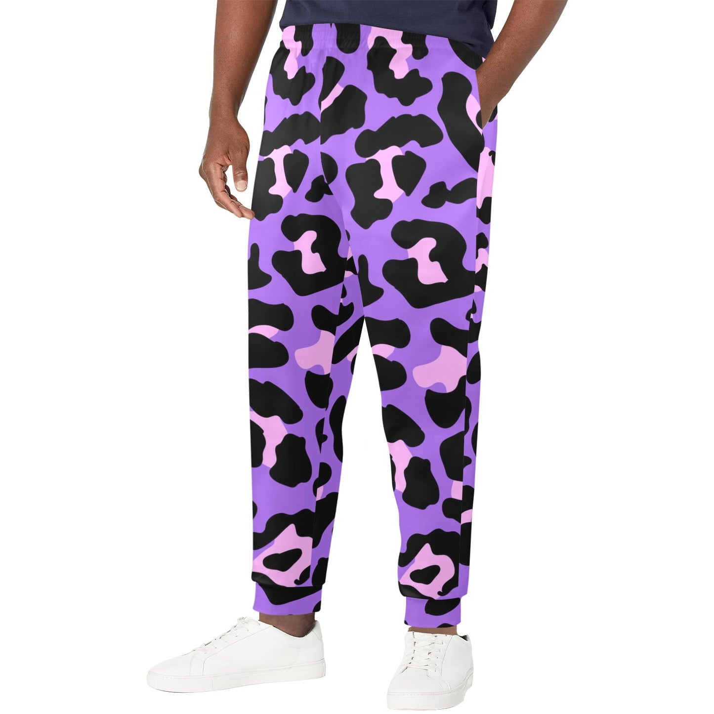 Cheetah Purple Neon Print Pattern Men's Casual Track Pants