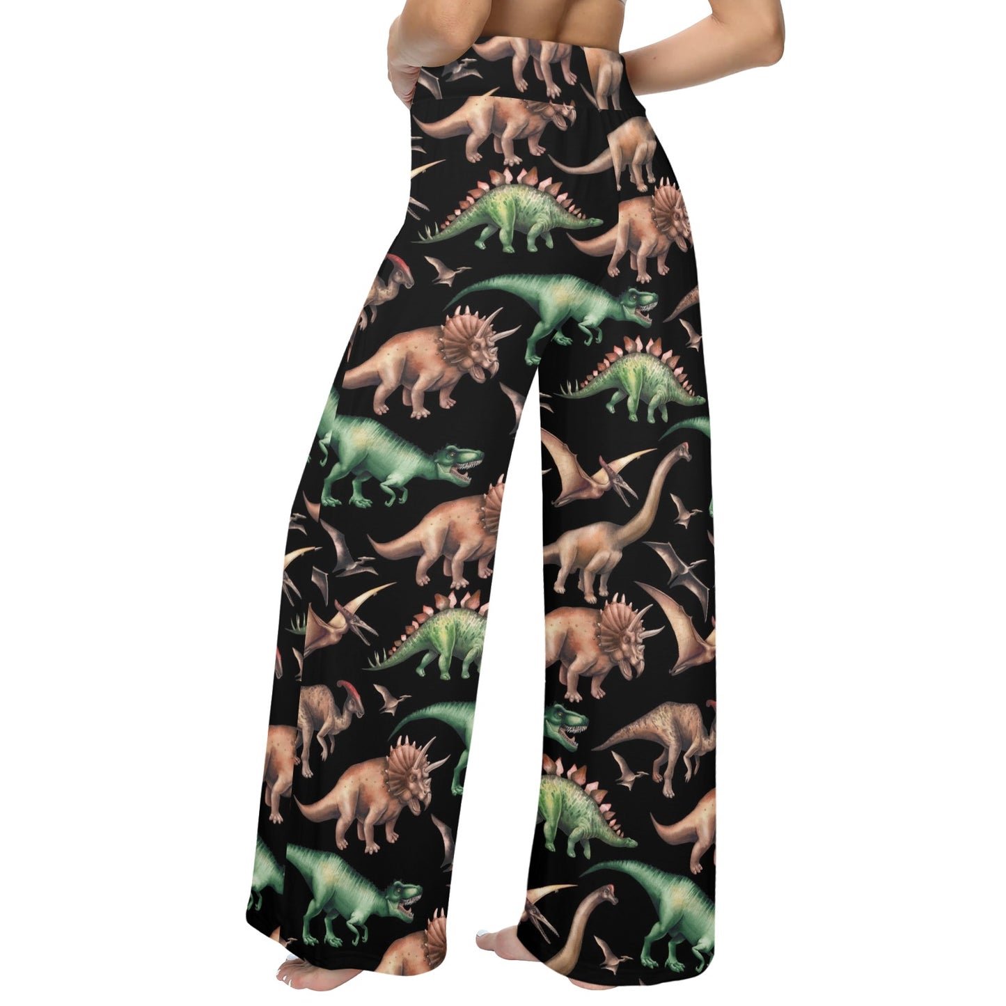 Dinosaur Print Pattern Women's Wide Leg Lounge Pants
