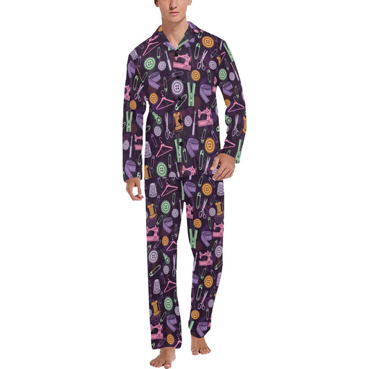 Sewing Equipment Print Design LKS306 Men's Long Pajama Set