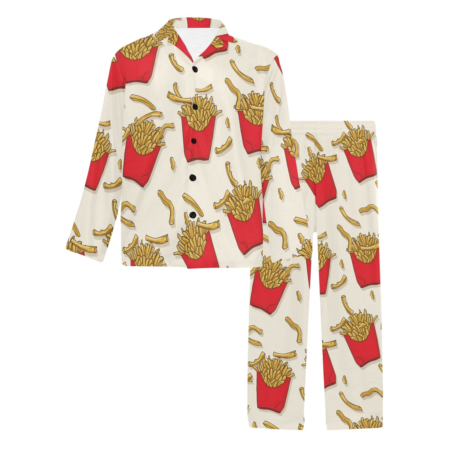 French Fried Pattern Print Design 01 Men's Long Pajama Set