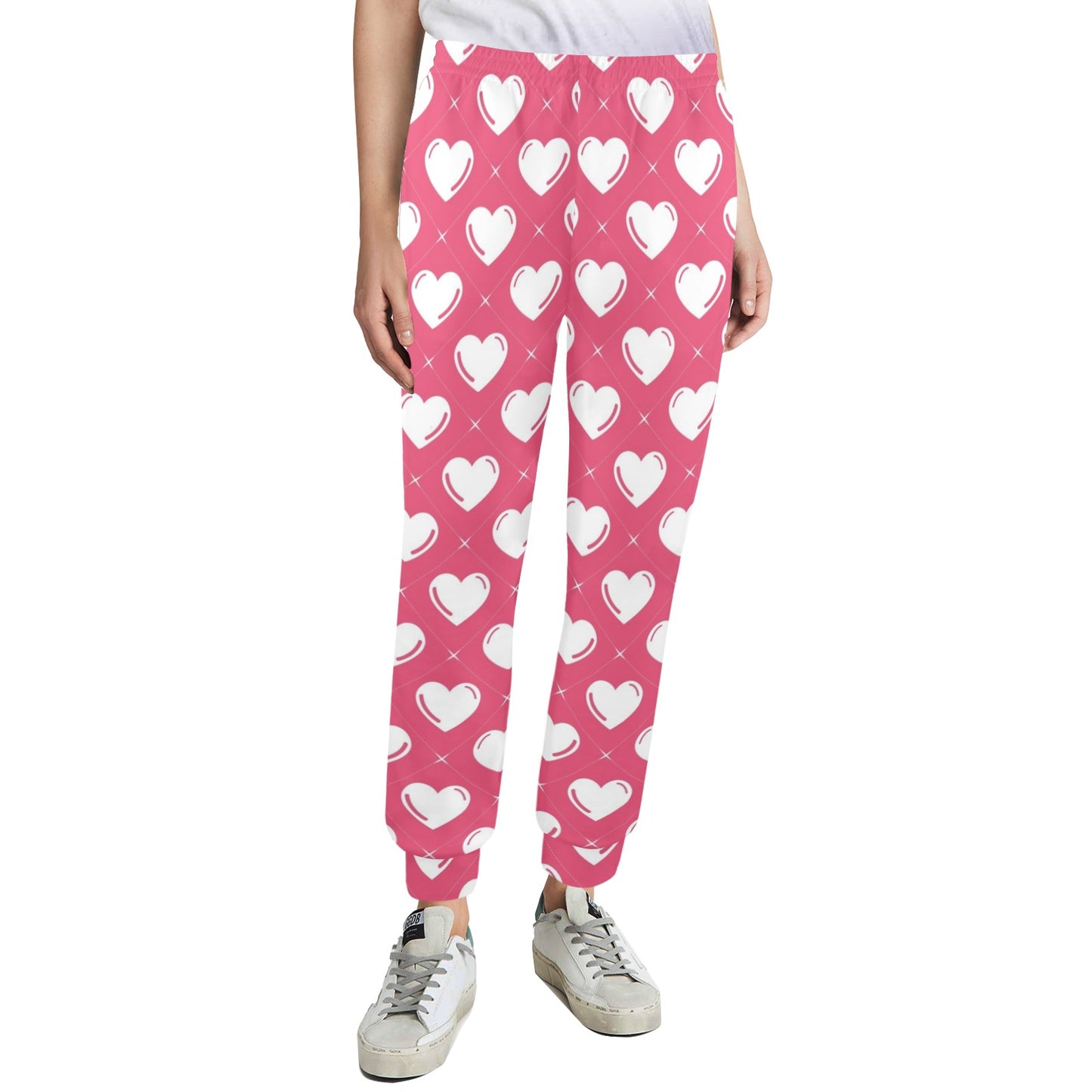 Heart Pattern Print Design HE07 Women's Casual Track Pants