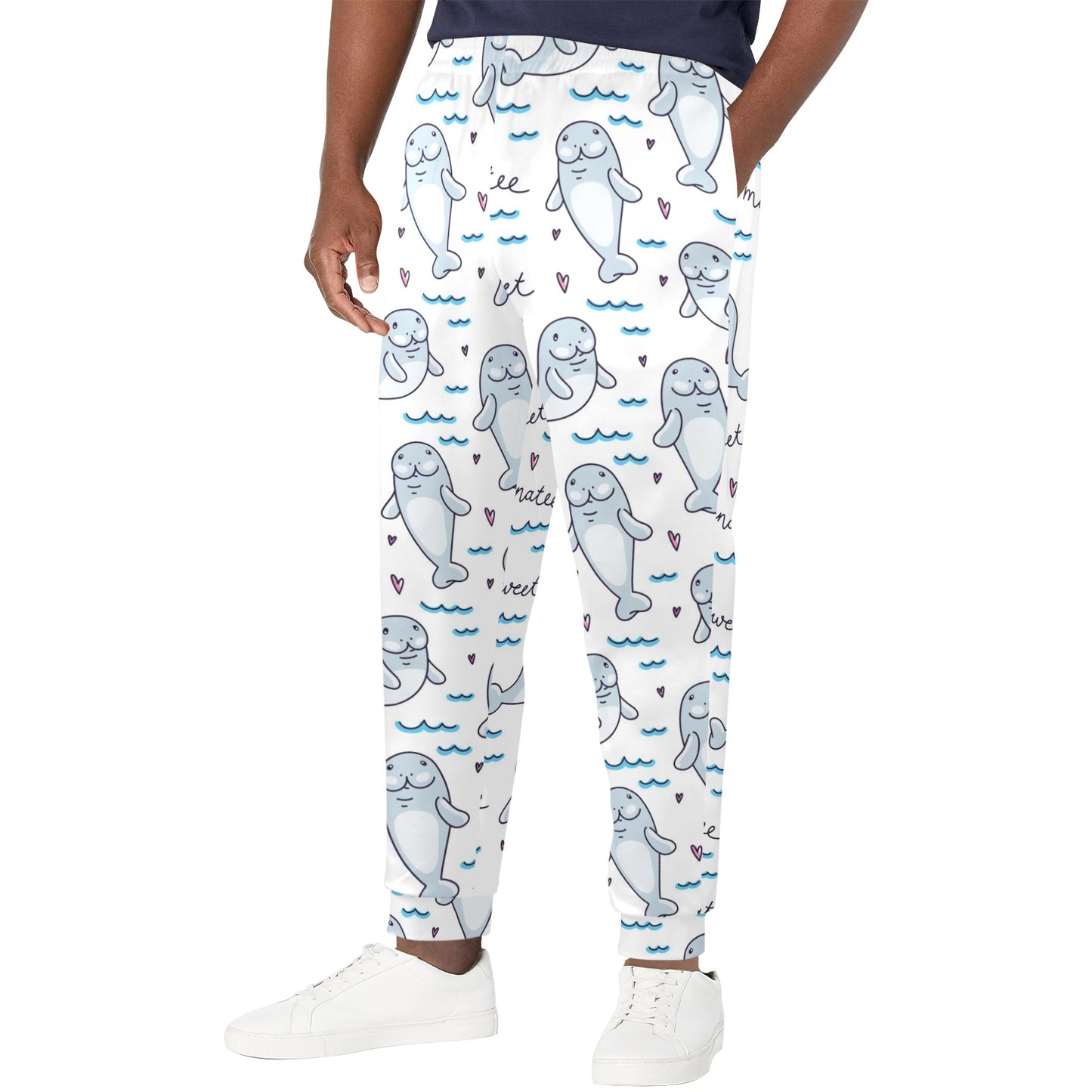 Manatee Baby Pattern Print Design 03 Men's Casual Track Pants