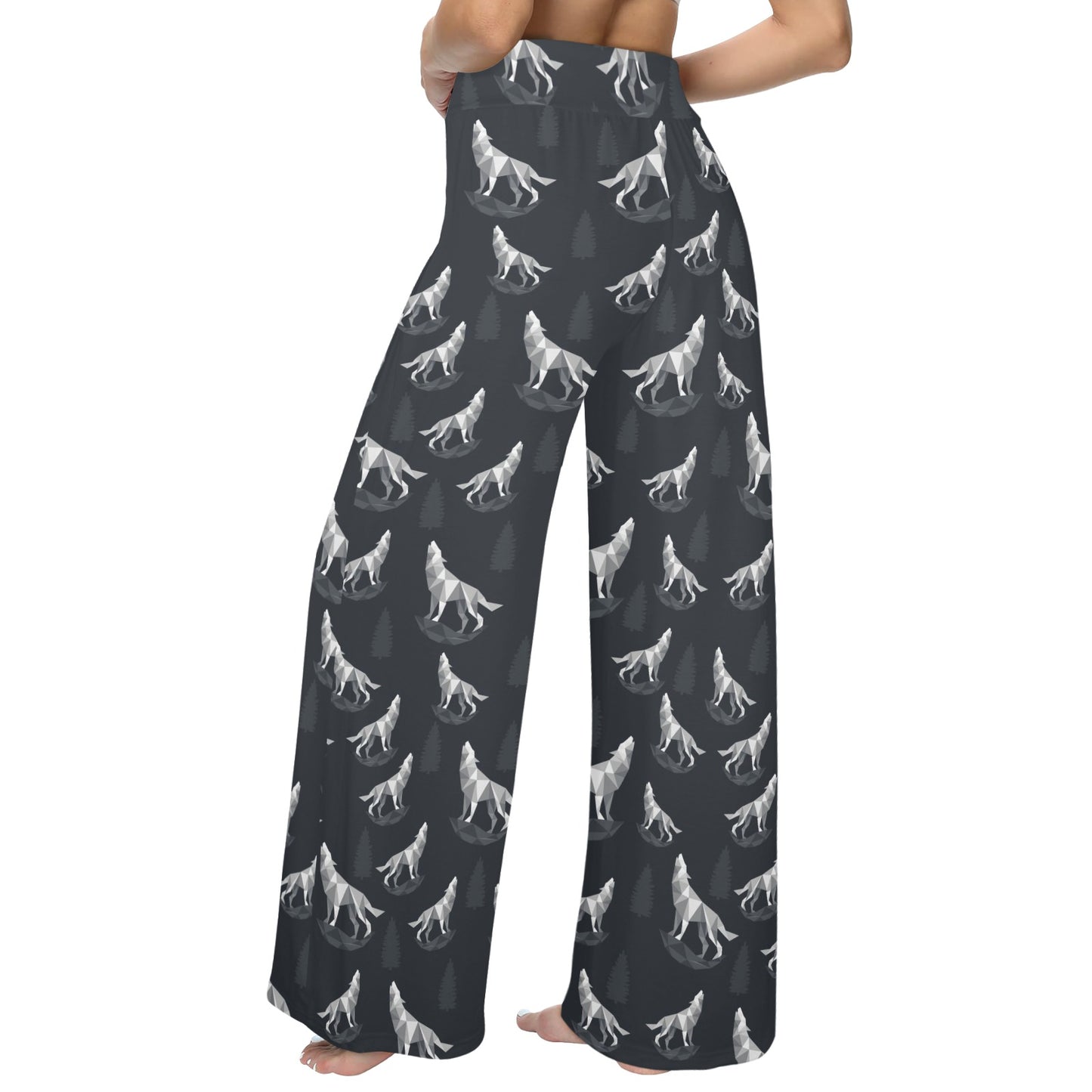 Wolf Print Design LKS303 Women's Wide Leg Lounge Pants