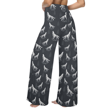 Wolf Print Design LKS303 Women's Wide Leg Lounge Pants