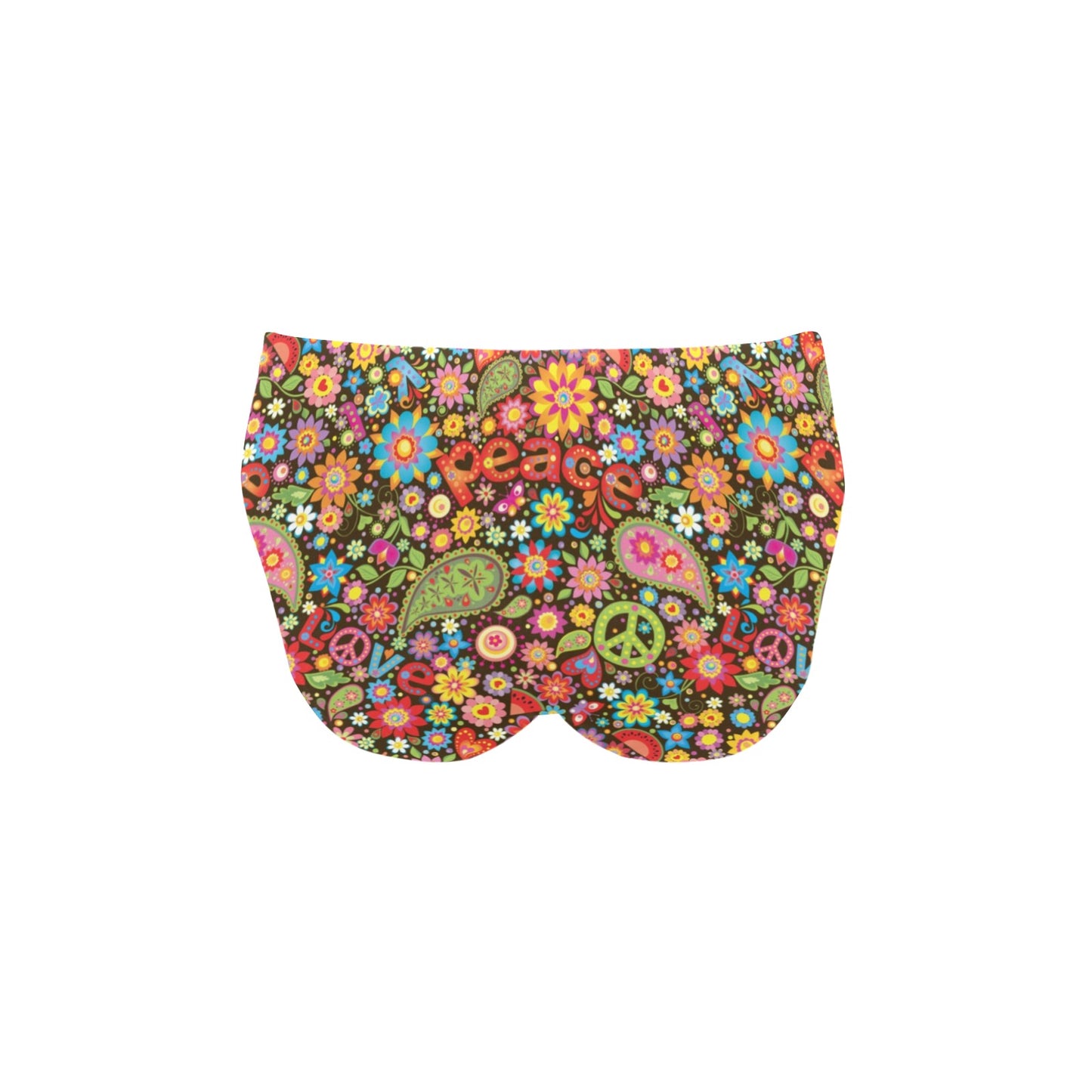 Flower Power Peace Paisley Themed Print Men's Swimming Briefs