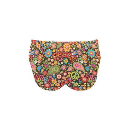 Flower Power Peace Paisley Themed Print Men's Swimming Briefs