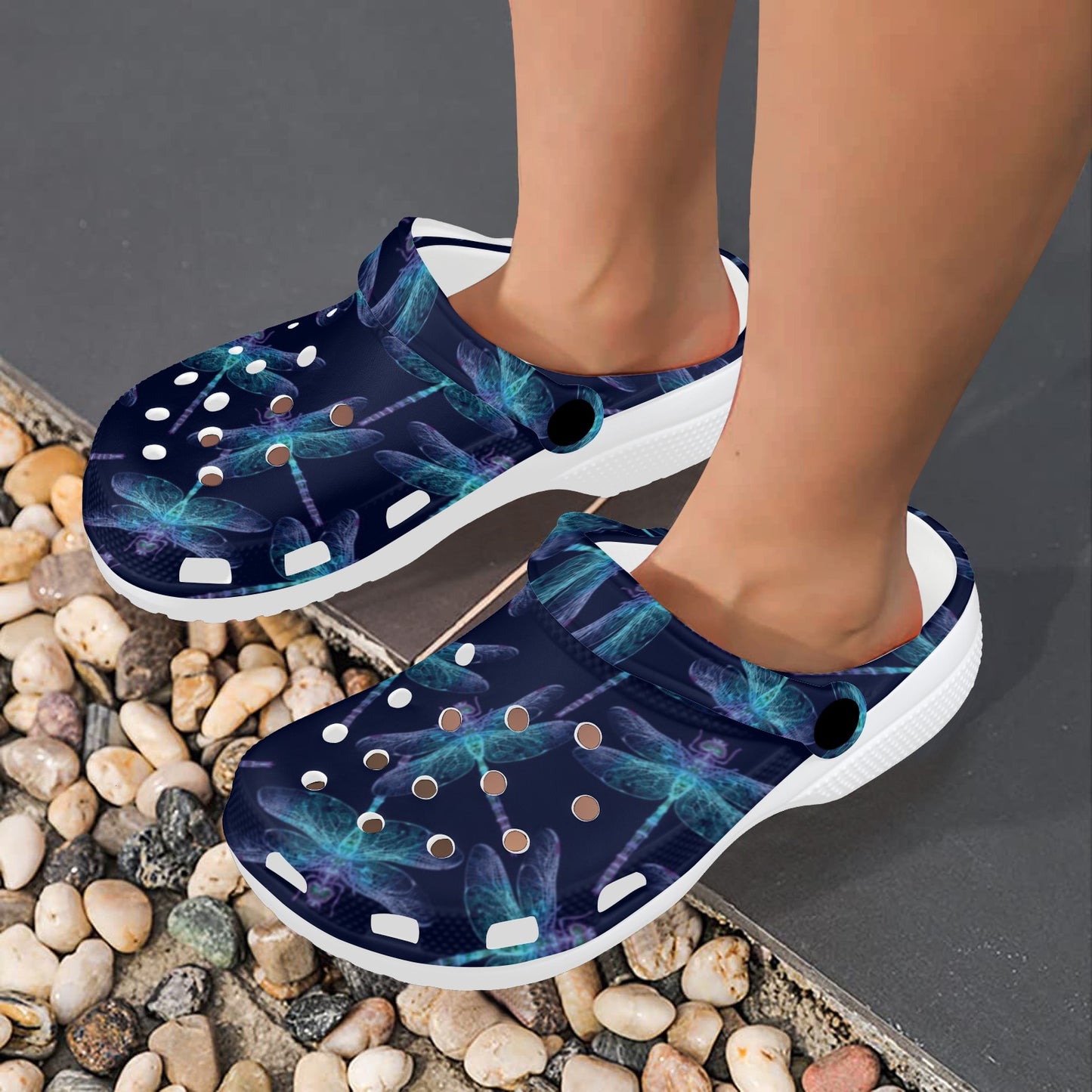 Dragonfly Hand Drawn Style Print Unisex Clogs Shoes