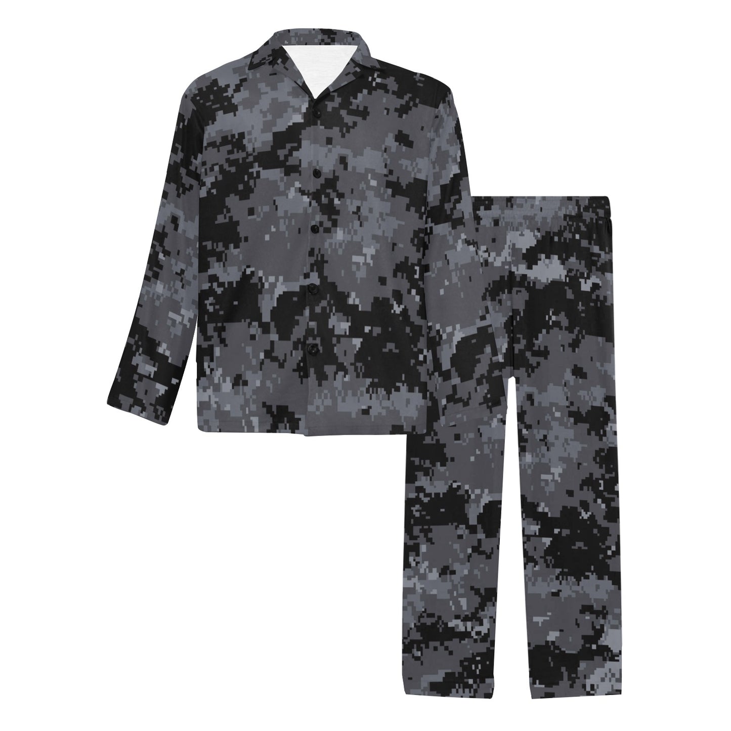 ACU Digital Black Camouflage Men's Long Pajama Set