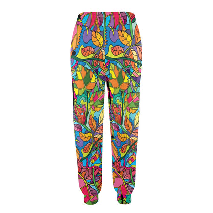 Psychedelic Trippy Flower Print Women's Casual Track Pants