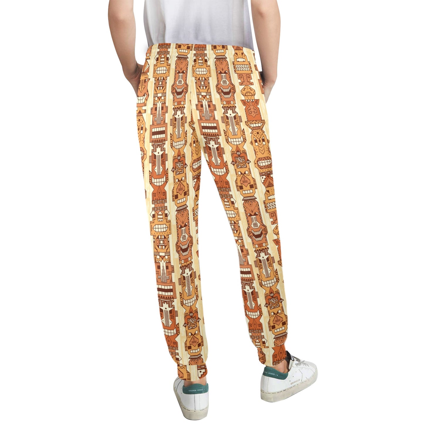 Tiki Orange Vertical Pattern Women's Casual Track Pants