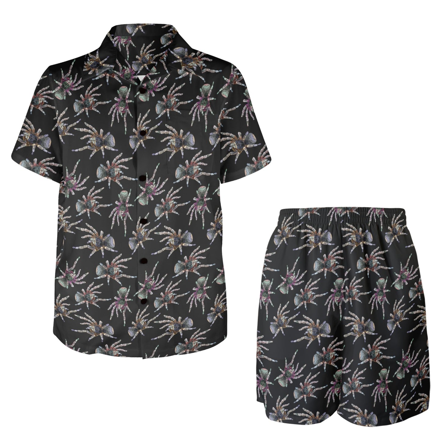 Tarantula Print Design LKS402 Men's Beach Shirt and Shorts Set