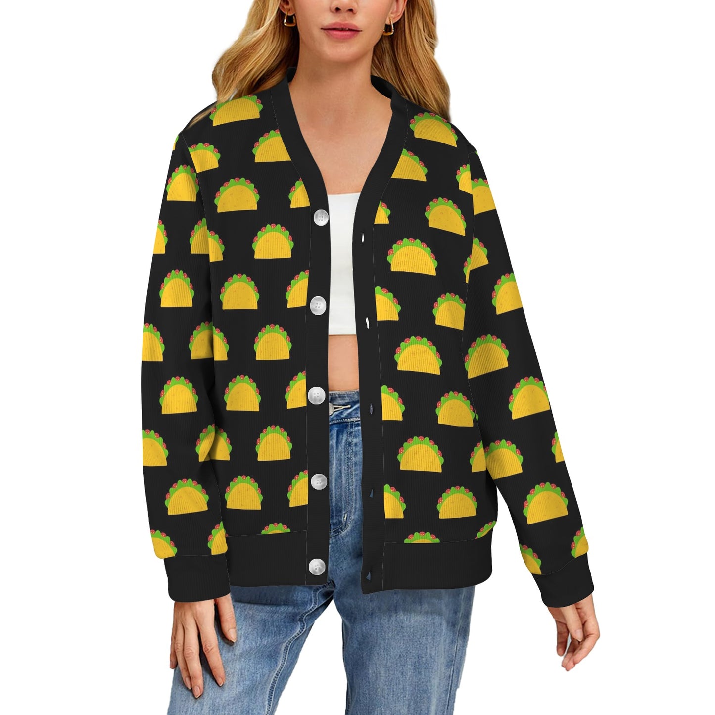 Taco Pattern Print Design TC06 Women's Cardigan
