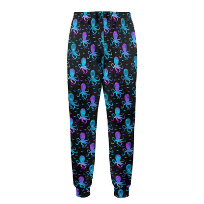 Octopus Blue Design Print Themed Men's Casual Track Pants
