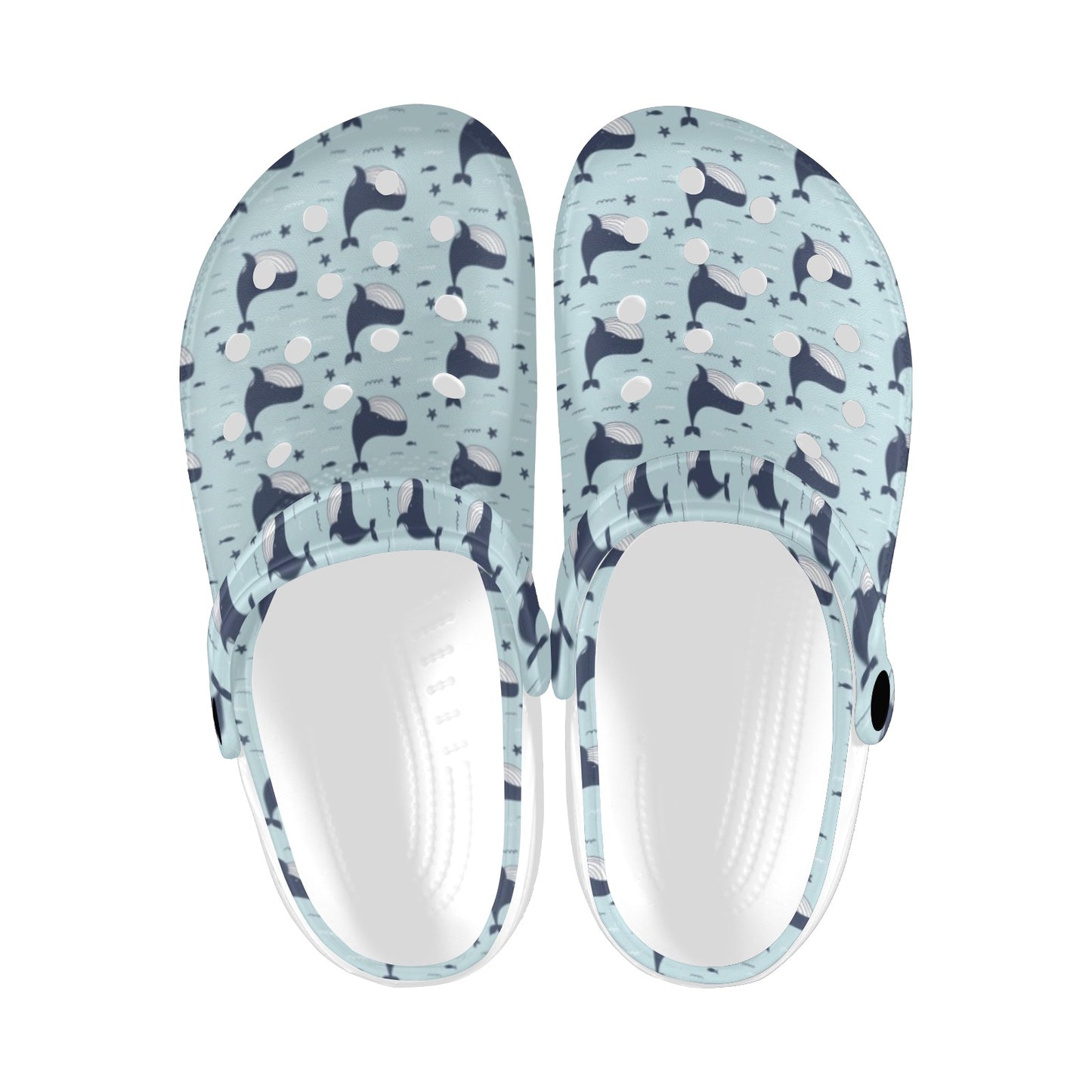 Whale Cute Design Themed Print Unisex Clogs Shoes