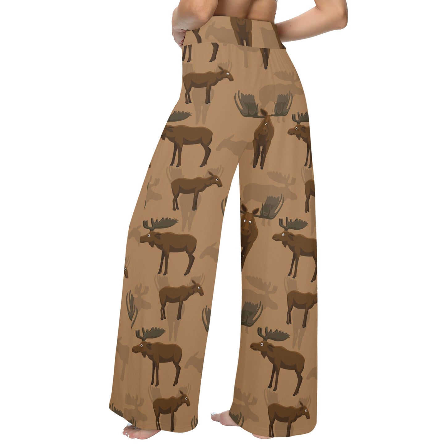 Moose Pattern Print Design 03 Women's Wide Leg Lounge Pants