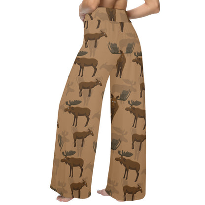 Moose Pattern Print Design 03 Women's Wide Leg Lounge Pants
