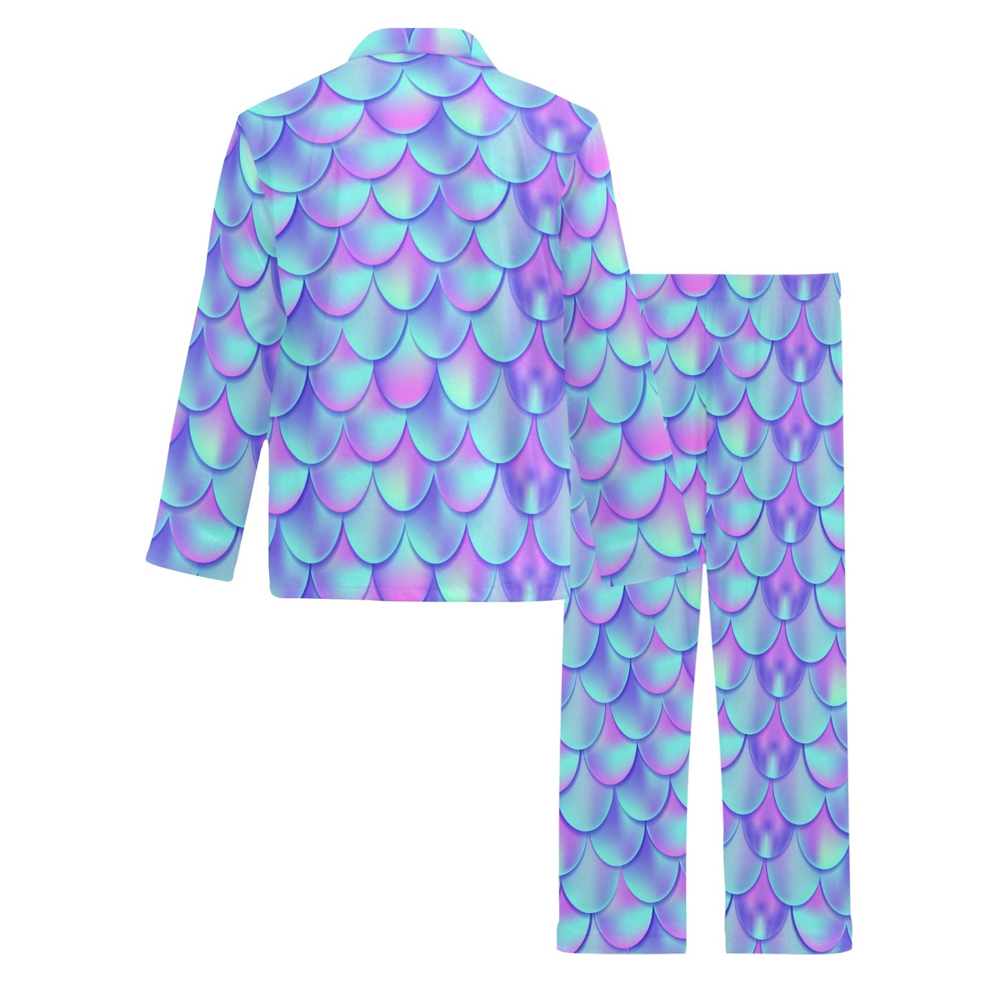 Mermaid Tail Design Print Pattern Men's Long Pajama Set