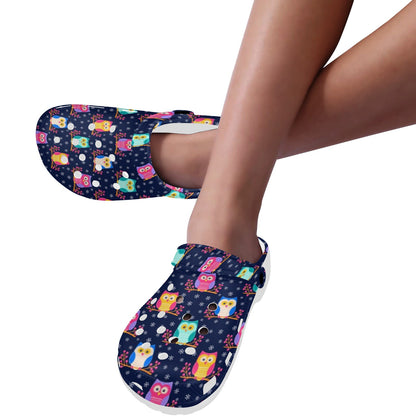 Owl Cute Themed Design Print Unisex Clogs Shoes