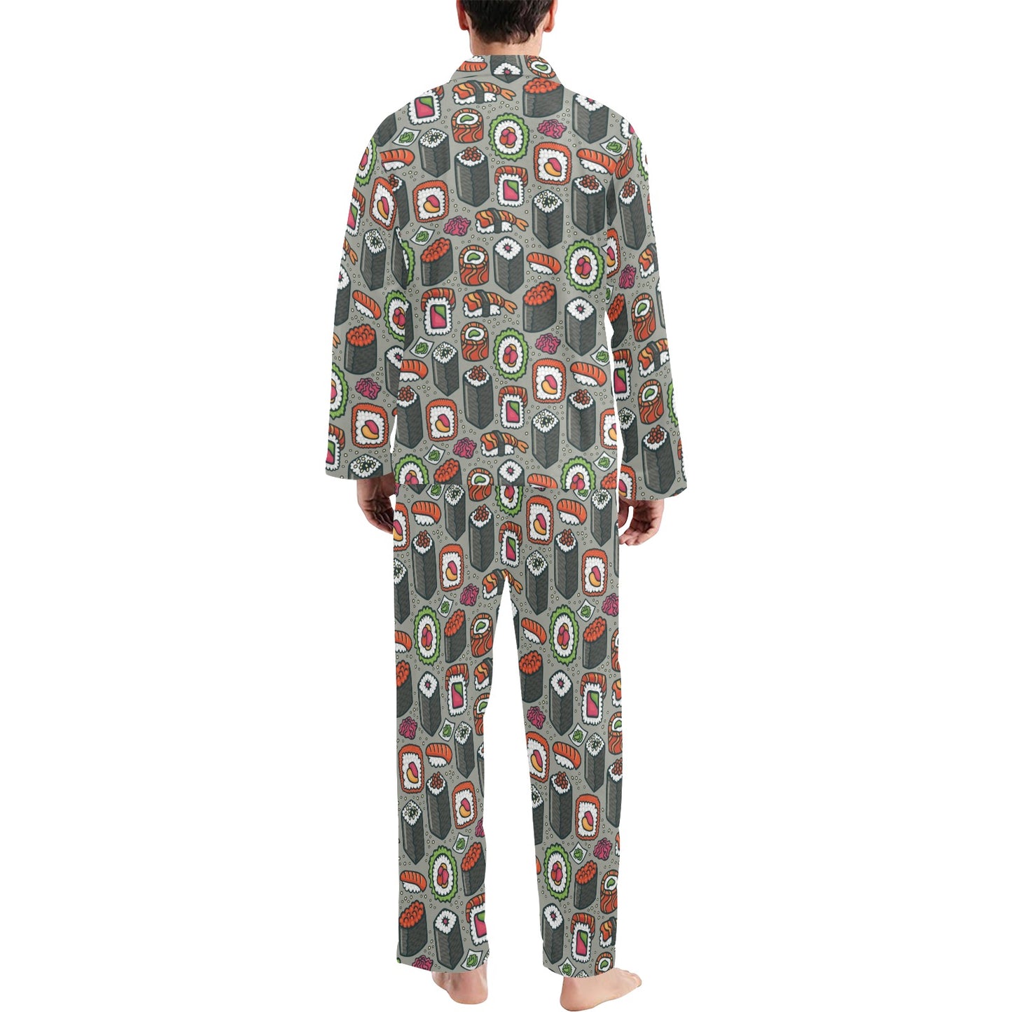 Sushi Print Design LKS301 Men's Long Pajama Set