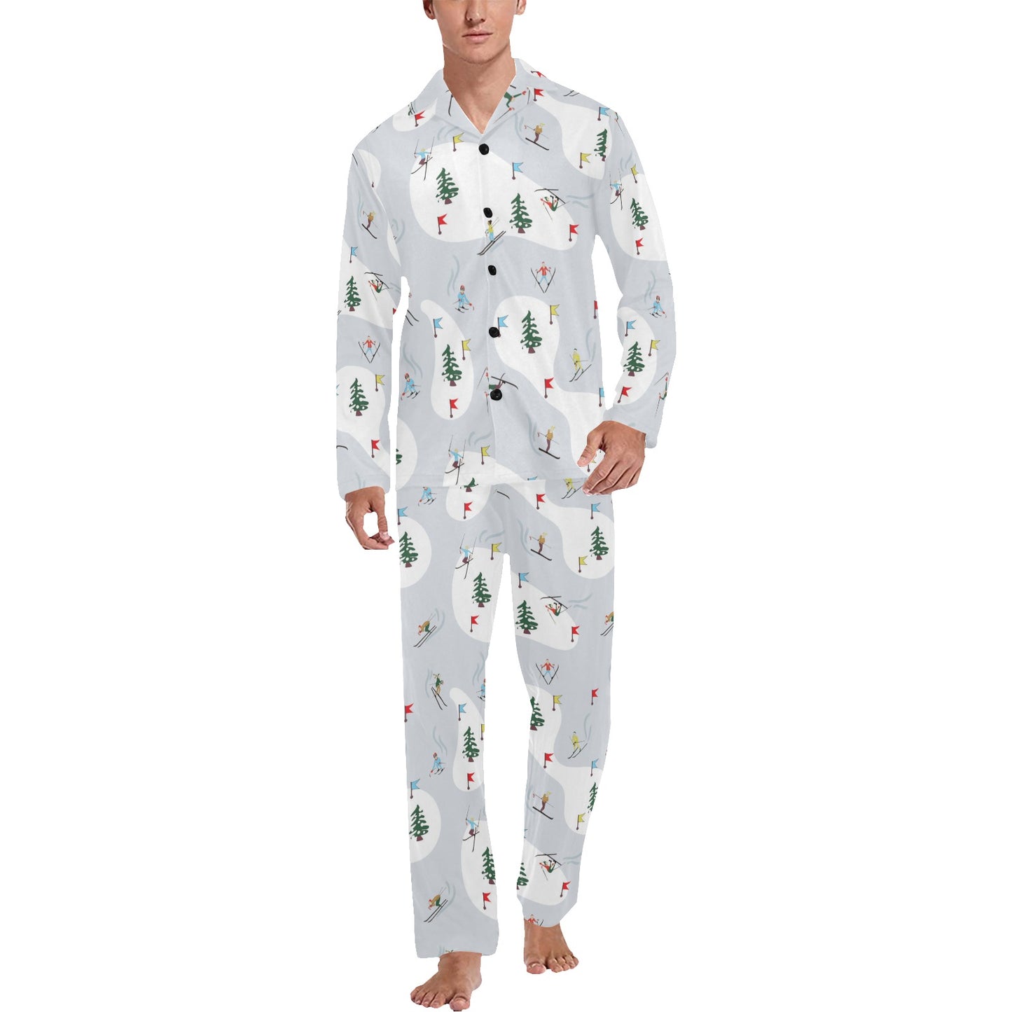 Ski Print Design LKS305 Men's Long Pajama Set