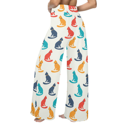Cat Pattern Print Design 03 Women's Wide Leg Lounge Pants
