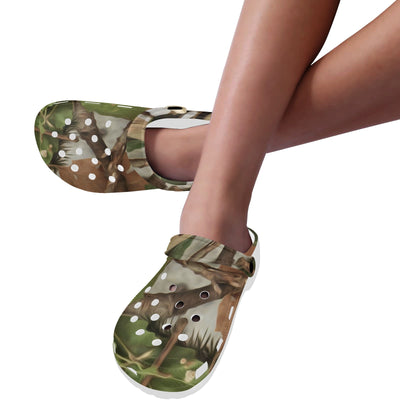 Camo Realistic Tree Forest Print Unisex Clogs Shoes