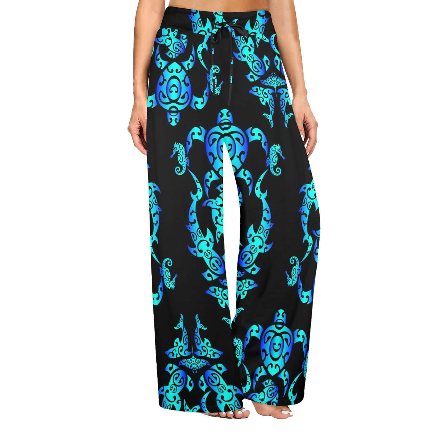 Sea turtle Polynesian Tribal Hawaiian Women's Wide Leg Lounge Pants