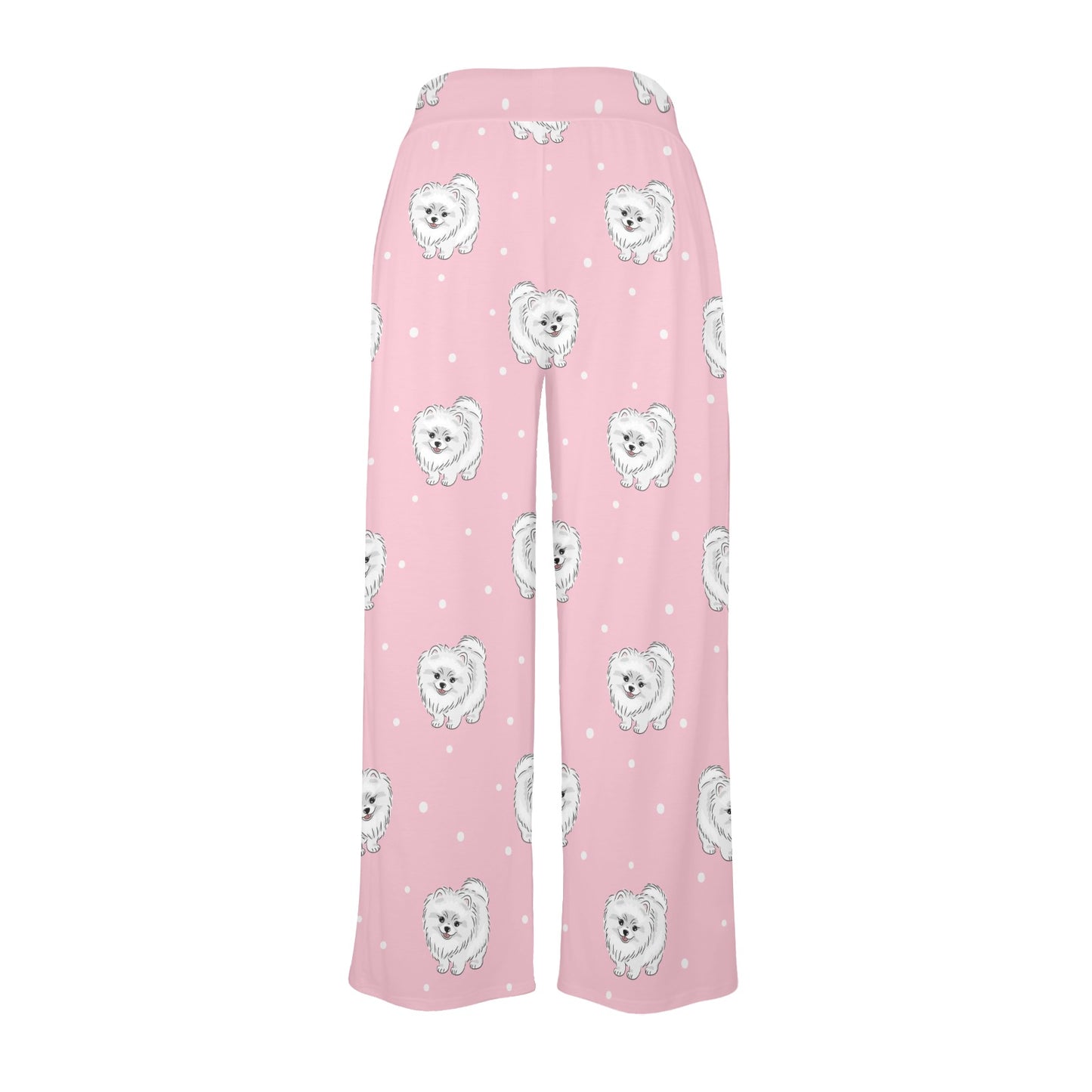 Pomeranians Pattern Print Design A02 Women's Wide Leg Lounge Pants