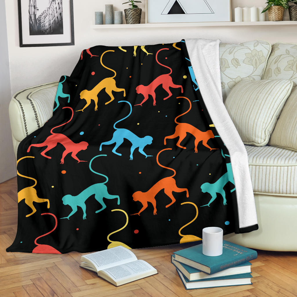 Monkey Pattern Print Design 01 Premium Blanket