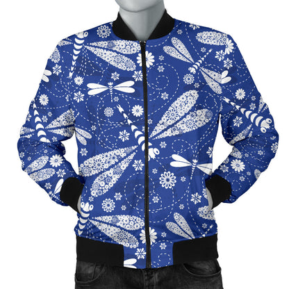 Dragonfly Pattern Print Design 03 Men Bomber Jacket